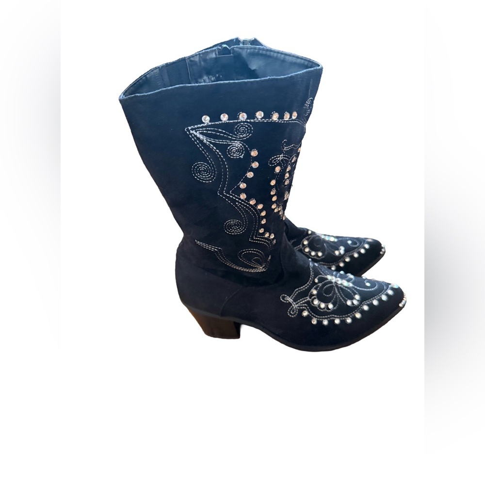 Studded Embellished Black Women's Western Boots
